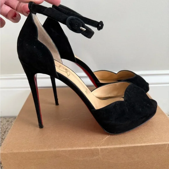 Christian Louboutin Aketata 120 Black Suede Platform Sandal - Picture 8 of 14